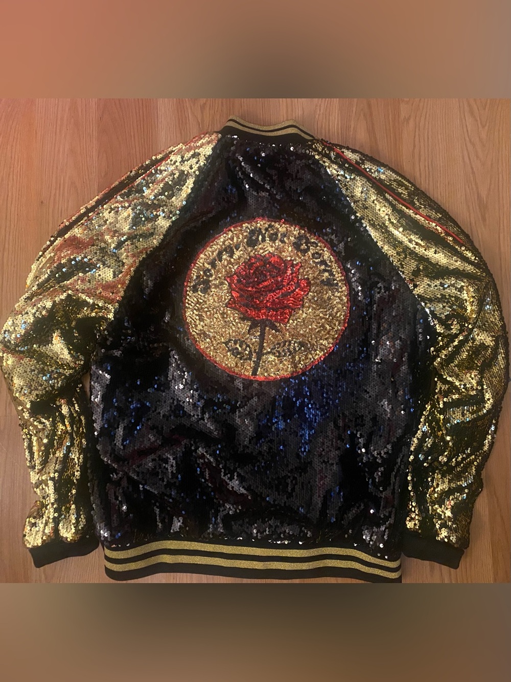 Forever 21 Sorry Not Sorry Black & Gold Sequin Jacket